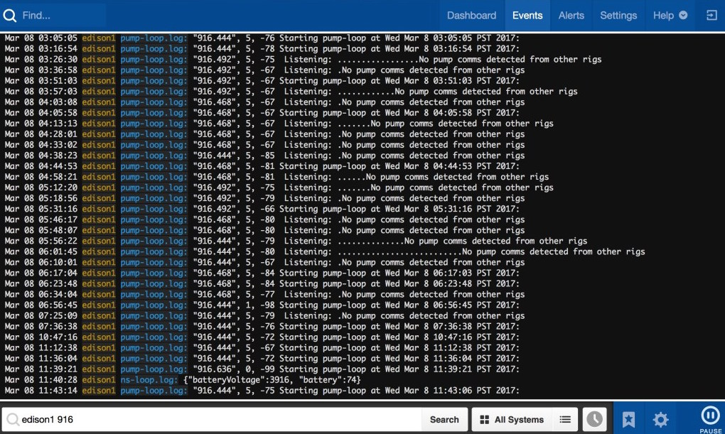 Example papertrail usage for OpenAPS